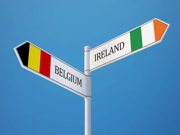 Belgique Irlande Signer Drapeaux Concept — Photo