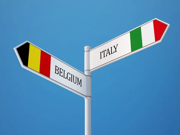 Belgique Italie Signalisation Drapeaux Concept — Photo