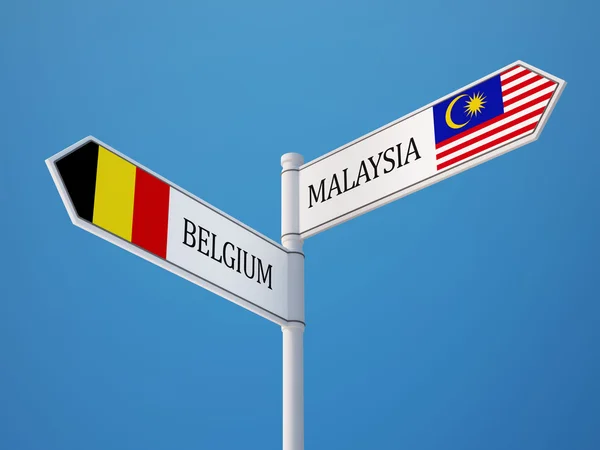 Belgien Malaysia tecken flaggor koncept — Stockfoto
