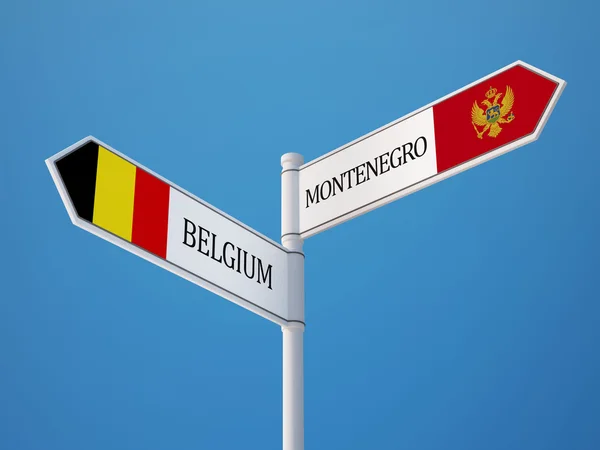 Belgium Montenegro Sign Flags — Stock Photo, Image