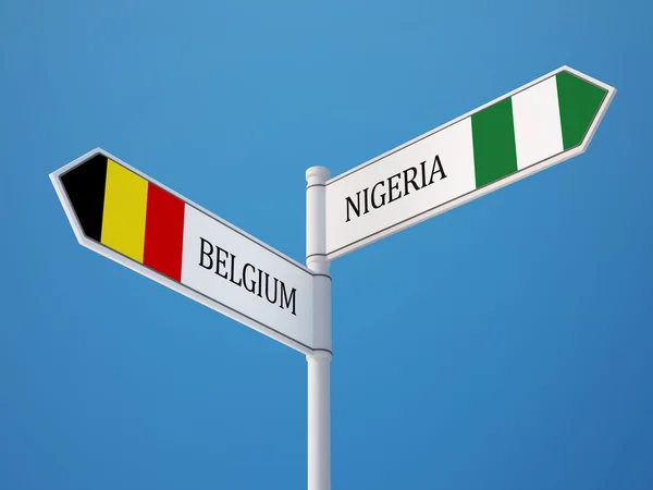 Belgien Nigeria tecken flaggor koncept — Stockfoto