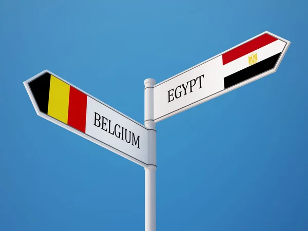 Belgien Egypten tecken flaggor koncept — Stockfoto
