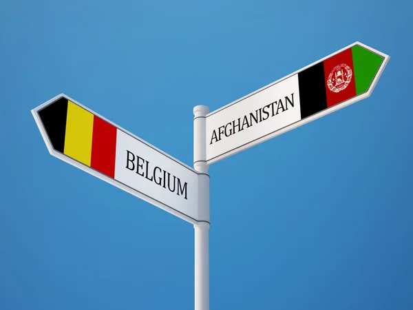 Afghanistan Belgium Sign Flags Concept — Stock Photo, Image