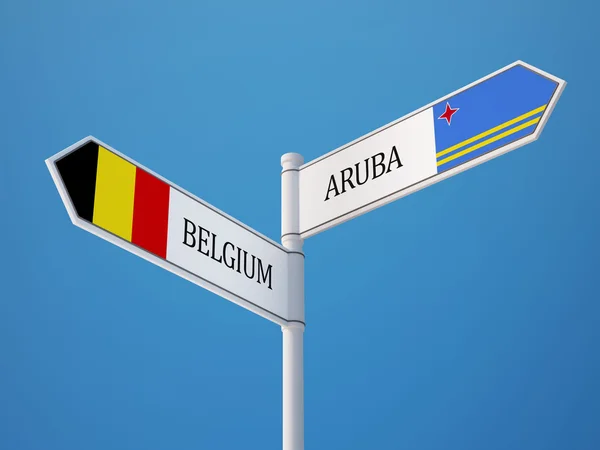 Belgie Aruba znak vlajky — Stock fotografie