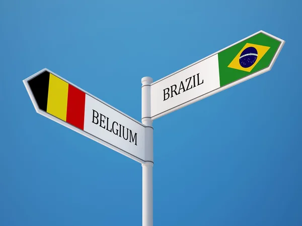 Belgien Brasilien tecken flaggor koncept — Stockfoto