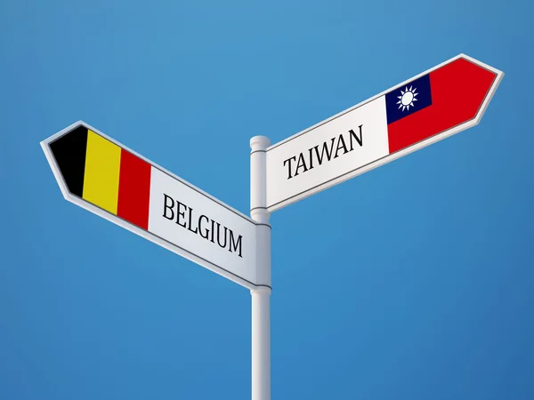 Taiwan Belgien tecken flaggor koncept — Stockfoto