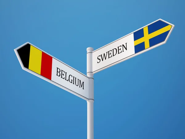Σουηδία Βέλγιο σημάδι σημαίες έννοια — Φωτογραφία Αρχείου