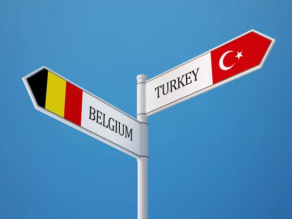 Turquie Belgique Signer Drapeaux Concept — Photo