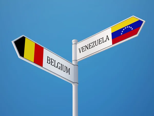 Venezuela Belgium  Sign Flags Concept — Stock Photo, Image