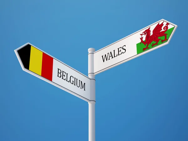 Wales Belgien tecken flaggor koncept — Stockfoto