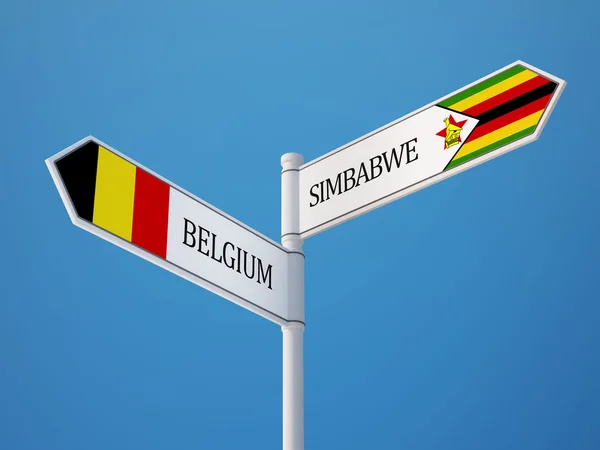 Zimbabwe Belgia znak flagi koncepcja — Zdjęcie stockowe