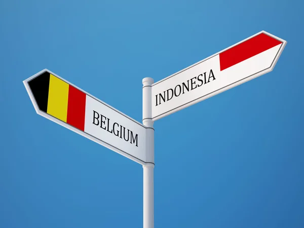 Indonesia Belgium  Sign Flags Concept — Stock Photo, Image