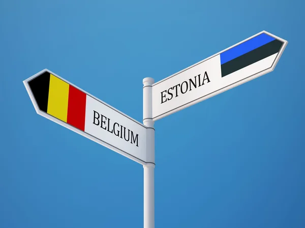 Estonia Belgium  Sign Flags Concept — Stock Photo, Image