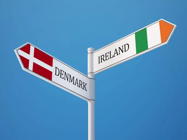 Dinamarca Irlanda Sign Flags Concept —  Fotos de Stock