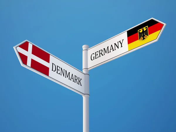 Dänemark Deutschland Zeichen Flaggen Konzept — Stockfoto