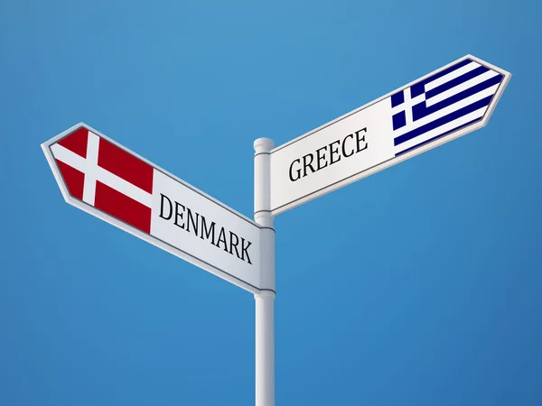 Danii Grecja znak flagi koncepcja — Zdjęcie stockowe