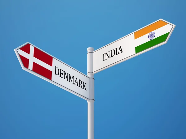 Denemarken India teken vlaggen Concept — Stockfoto