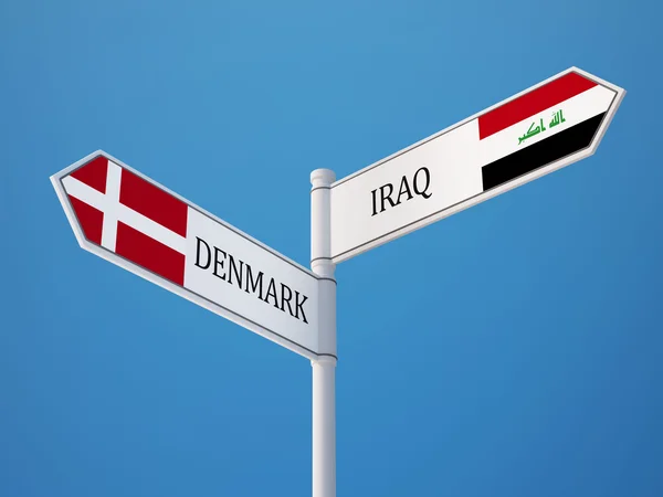 Danimarka Irak işaret bayrakları kavramı — Stok fotoğraf