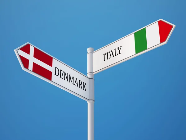 Dinamarca Italia Sign Flags Concept — Foto de Stock