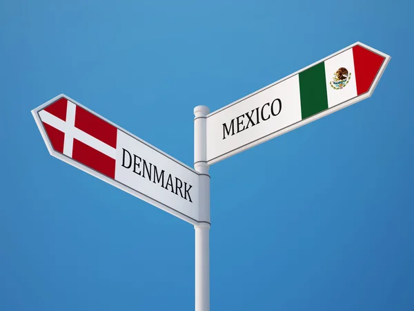 Denmark Mexico  Sign Flags Concept — Stock Photo, Image