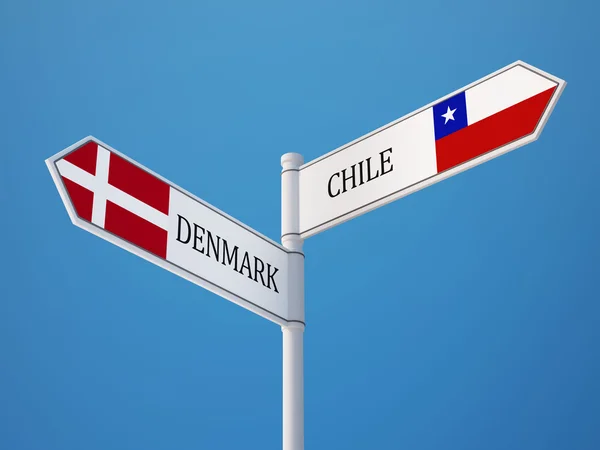 Dinamarca Chile Firma Concepto de Banderas —  Fotos de Stock