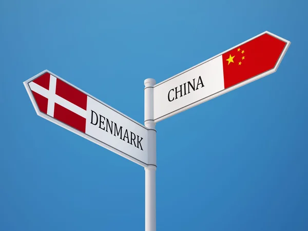 Danii Chiny znak flagi koncepcja — Zdjęcie stockowe