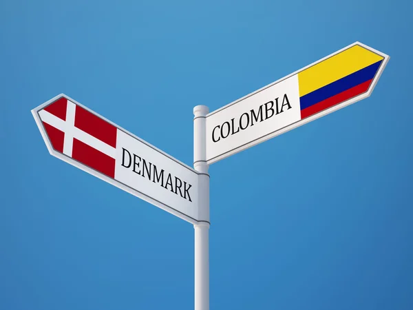 Dinamarca Colombia Firma el concepto de banderas — Foto de Stock