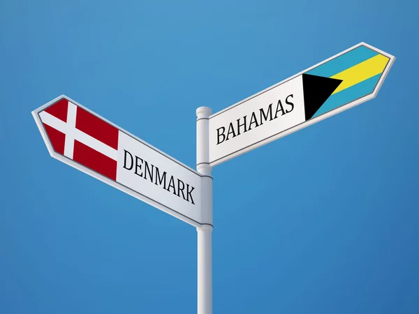 Denmark Bahamas Sign Flags Concept — Stock Photo, Image