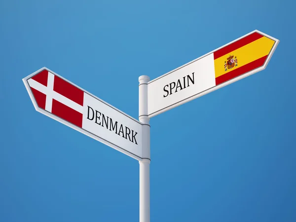 Spanien Danmark Sign flaggor koncept — Stockfoto