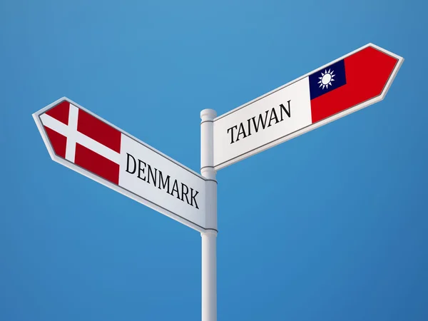 Taiwan Dinamarca Sign Flags Concept — Foto de Stock