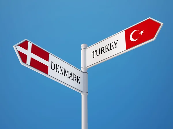 Turkije Denemarken teken vlaggen Concept — Stockfoto