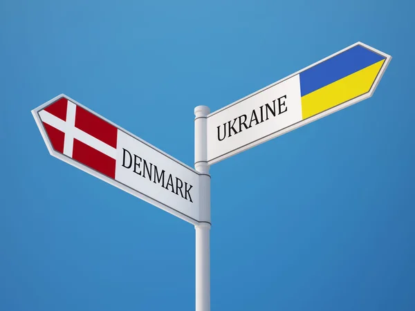 Ukraina Danmark Sign flaggor koncept — Stockfoto