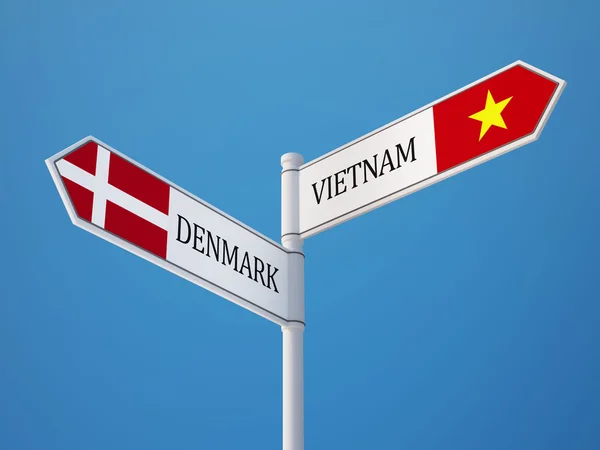 Vietnam Denemarken teken vlaggen Concept — Stockfoto