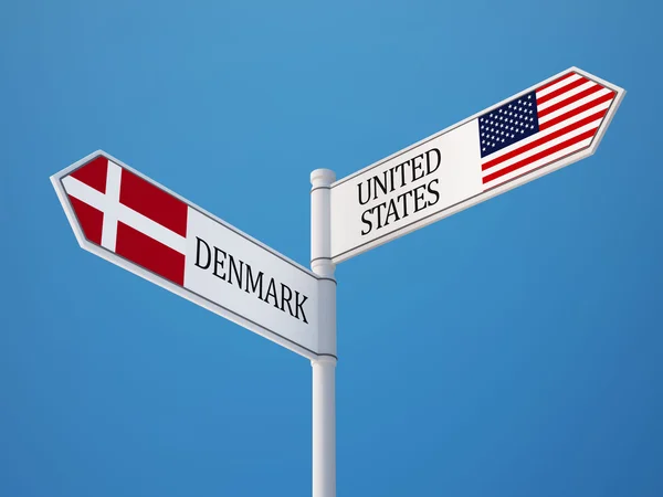 Estados Unidos Dinamarca Sign Flags Concept —  Fotos de Stock