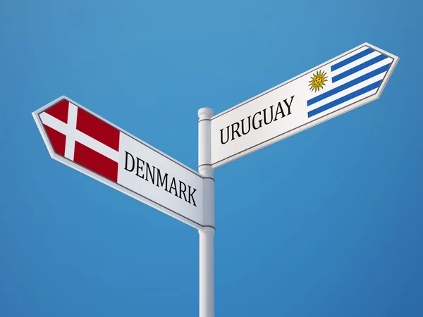 Uruguay Denemarken teken vlaggen Concept — Stockfoto