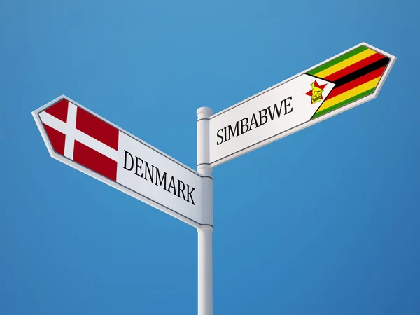 Zimbabwe Denemarken teken vlaggen Concept — Stockfoto