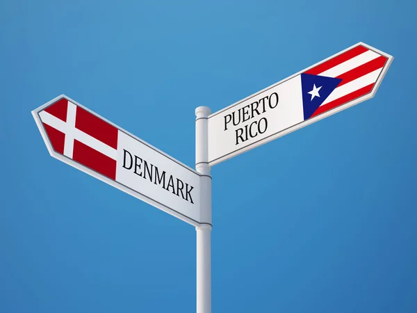 Puerto Rico Denmark  Sign Flags Concept — Stock Photo, Image