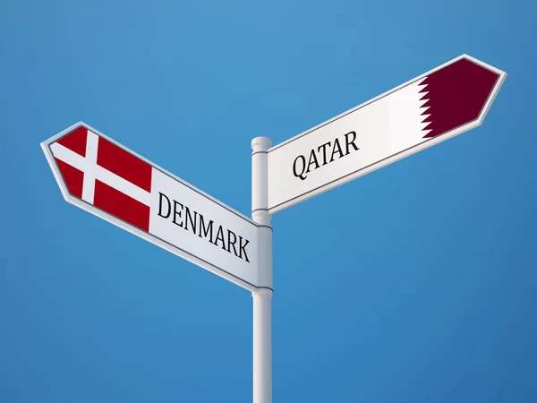 Katar Dánsko znamení příznaky koncept — Stock fotografie