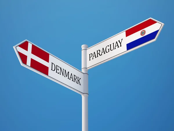 Paraguay Danimarca Firmare Flags Concept — Foto Stock