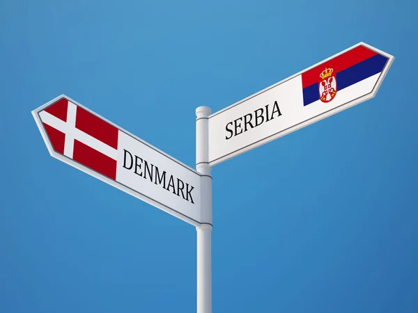 Serbien Danmark Sign flaggor koncept — Stockfoto