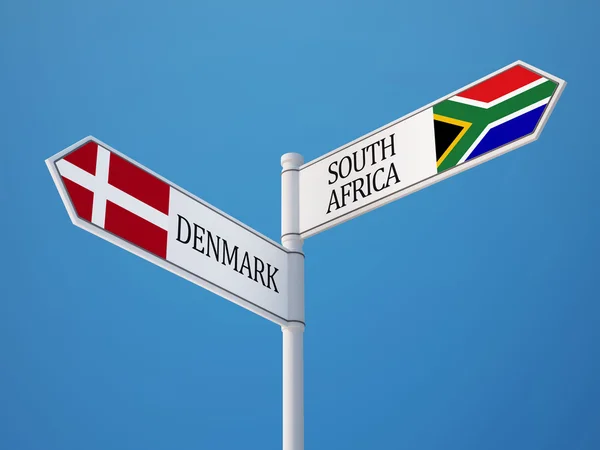 South Africa Denmark  Sign Flags Concept — Stock Photo, Image