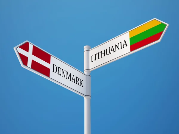 Litvanya Danimarka işaret bayrakları kavramı — Stok fotoğraf