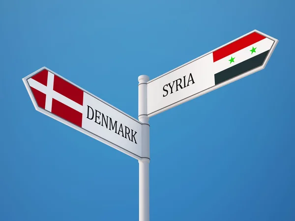 Suriye Danimarka işaret bayrakları kavramı — Stok fotoğraf