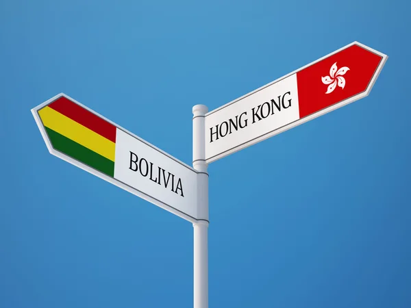 Banderas de Bolivia Hong Kong signo concepto — Foto de Stock