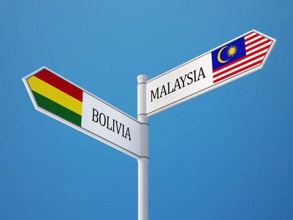 Bolivien Malaysia Zeichen Flaggen Konzept — Stockfoto