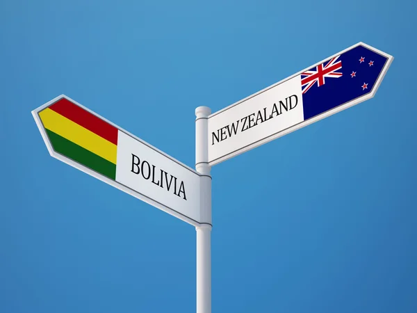 Bolivia Nueva Zelanda Firma Concepto de Banderas — Foto de Stock