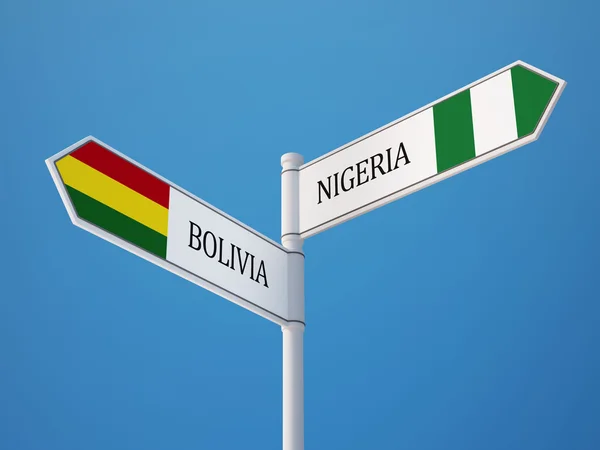 Bolivien nigeria sign flags concept — Stockfoto