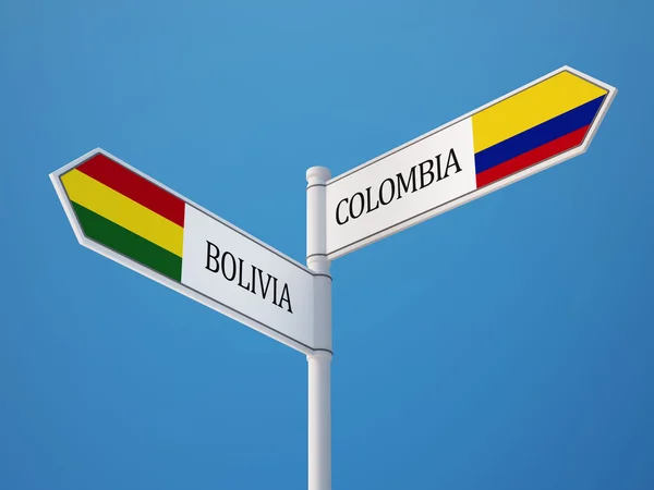 Bolivia Colombia tecken flaggor koncept — Stockfoto