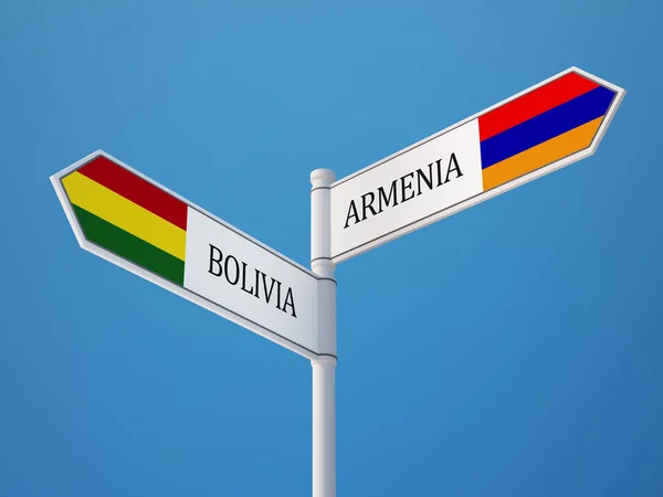 Boliwia Armenia znak flagi koncepcja — Zdjęcie stockowe