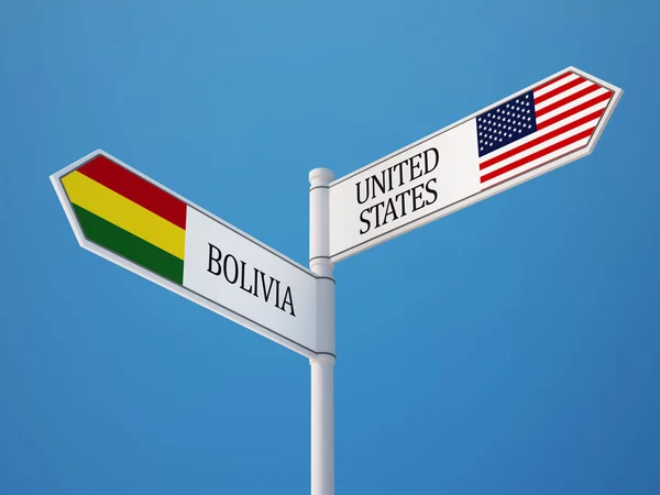 Stati Uniti Bolivia Sign Flags Concept — Foto Stock